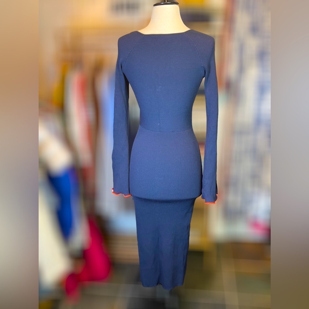 OPENING CEREMONY ~ Blue Ribbed Knit Criss-Cross Dress ~ And Those Sleeves! ~ S - Picture 11 of 11